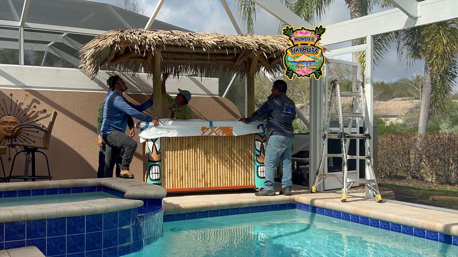 Tiki Bar 2 — Custom tiki bar build (poolside, backyard, or commercial)