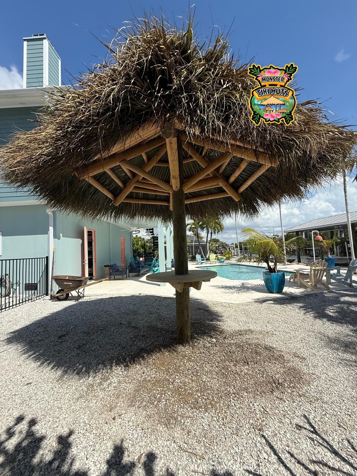 Single post tiki hut umbrella — Florida installation 7