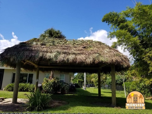 Rectangular Tiki hut, Backyard Tiki Huts, Florida Tiki Huts, Thatch Roofs